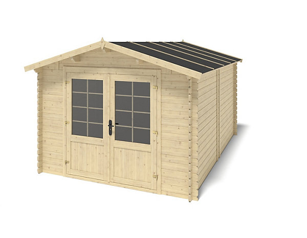 Abri de jardin en bois - 12m2 - 3x4m - Ep. 28mm - Couleur: naturel - DOM661