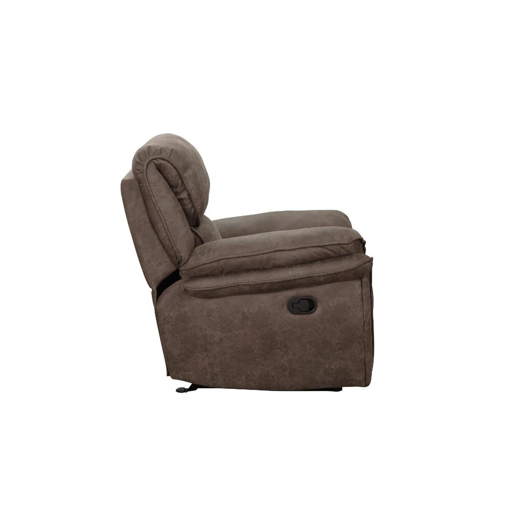 Fabric Glider Recliner Chair With Wide and Plush Armrests, Dark Brown