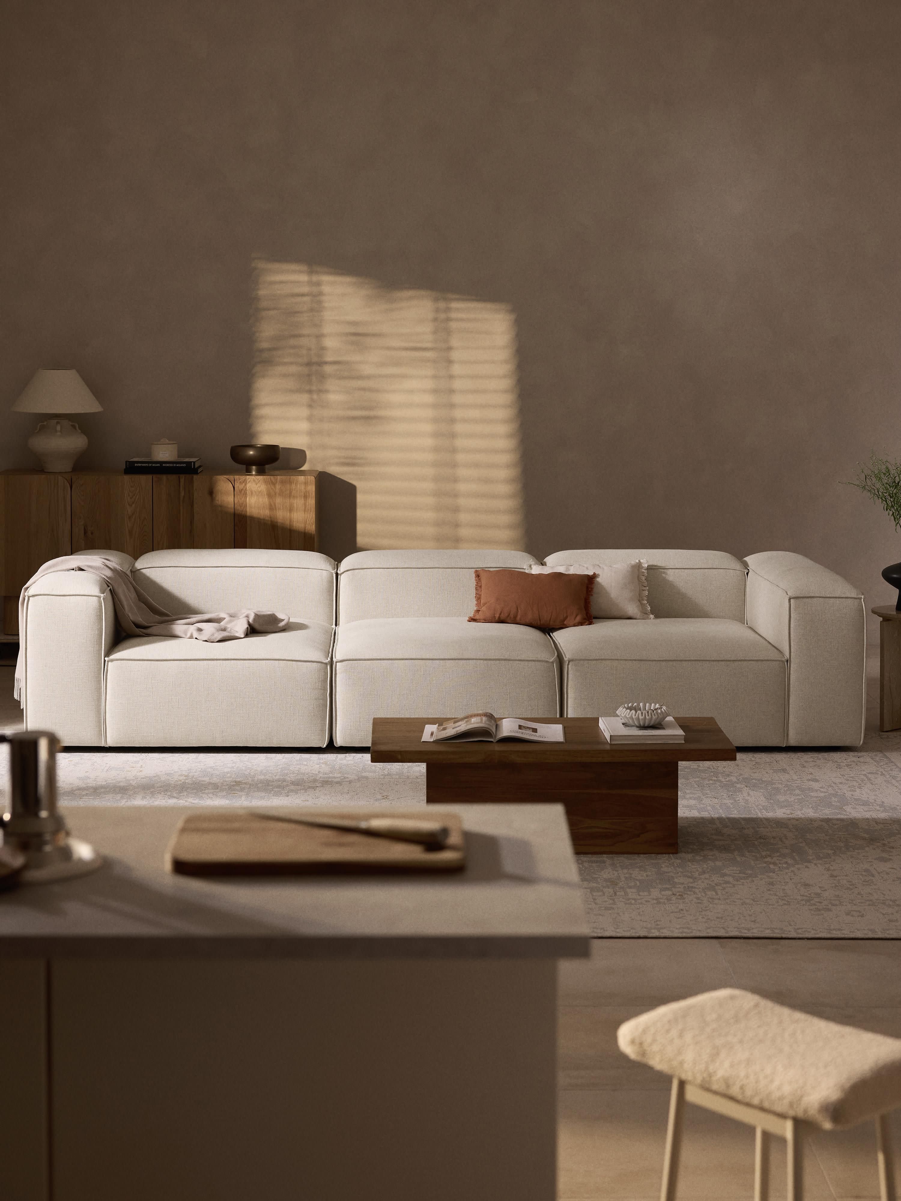 Modulares Sofa Lennon (4-Sitzer) aus Leinen-Mix