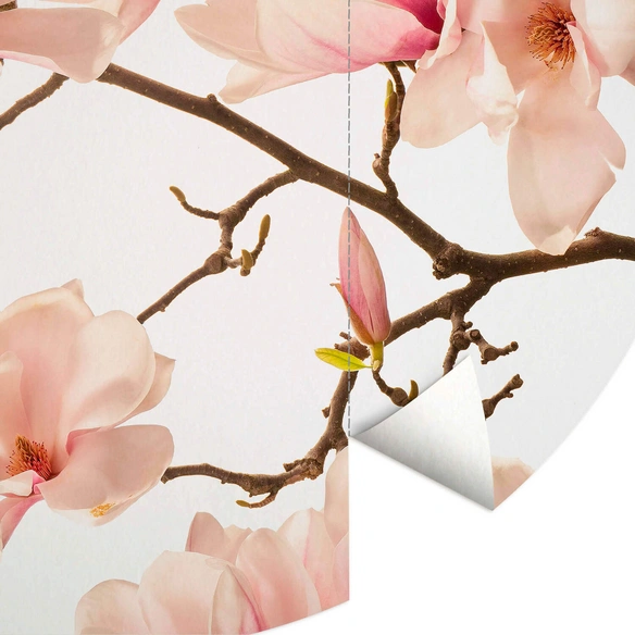 Vliestapete »Runde Vliestapete«, Kadam Rosa Knospen Magnolia, mehrfarbig, matt