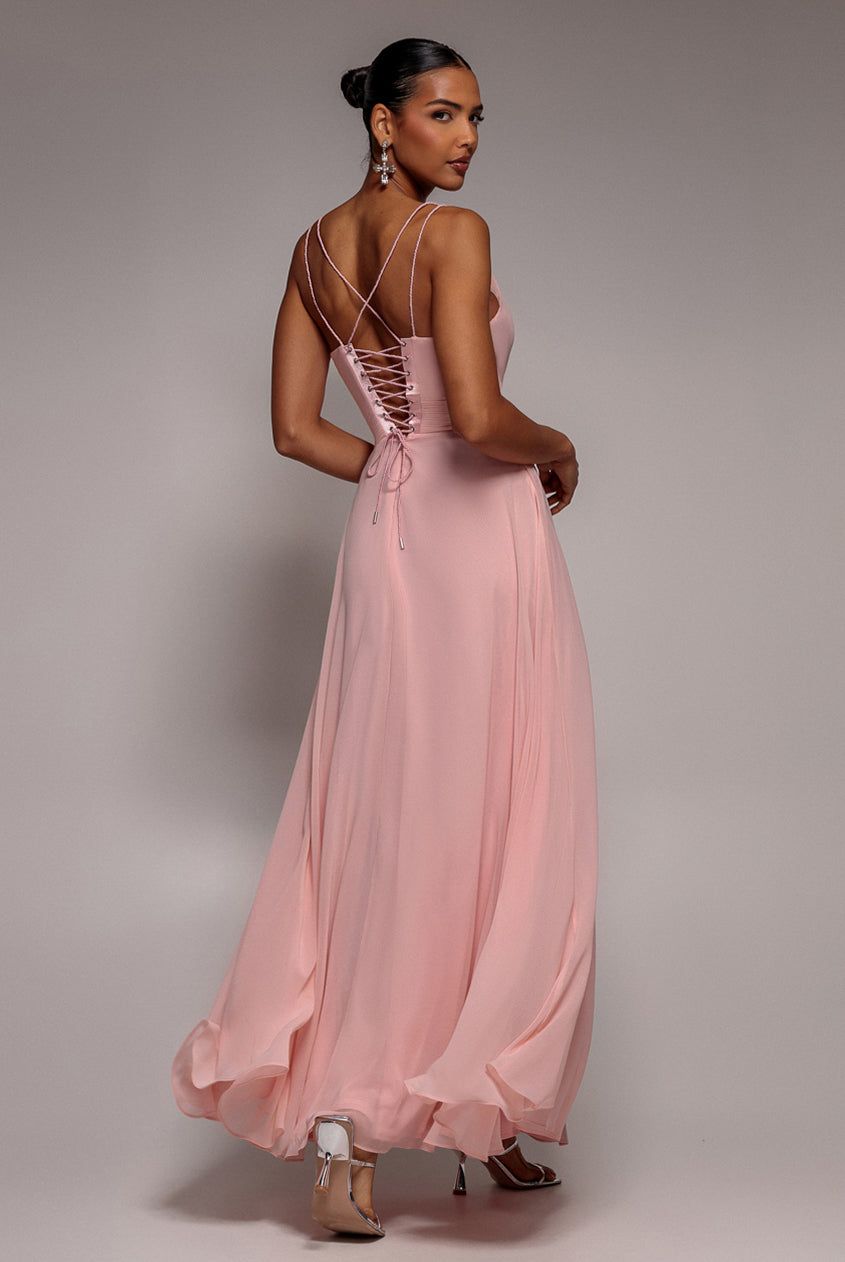 Goddiva Chiffon Cowl Twisted Rope Strap Lace
