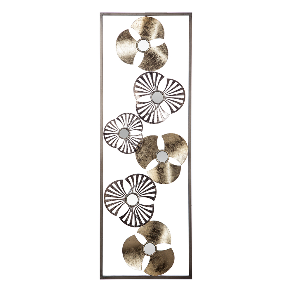 Quadro decorativo dourado flor em metal