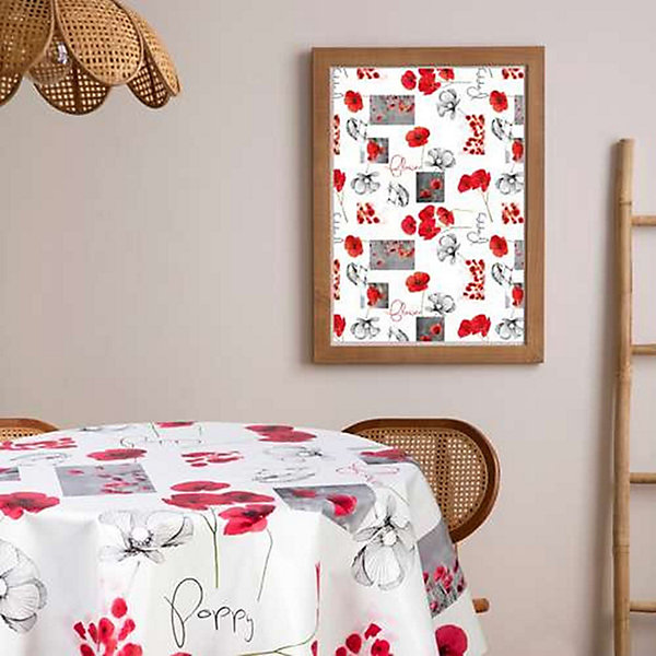 Nappe en toile cirée ronde Coquelicot