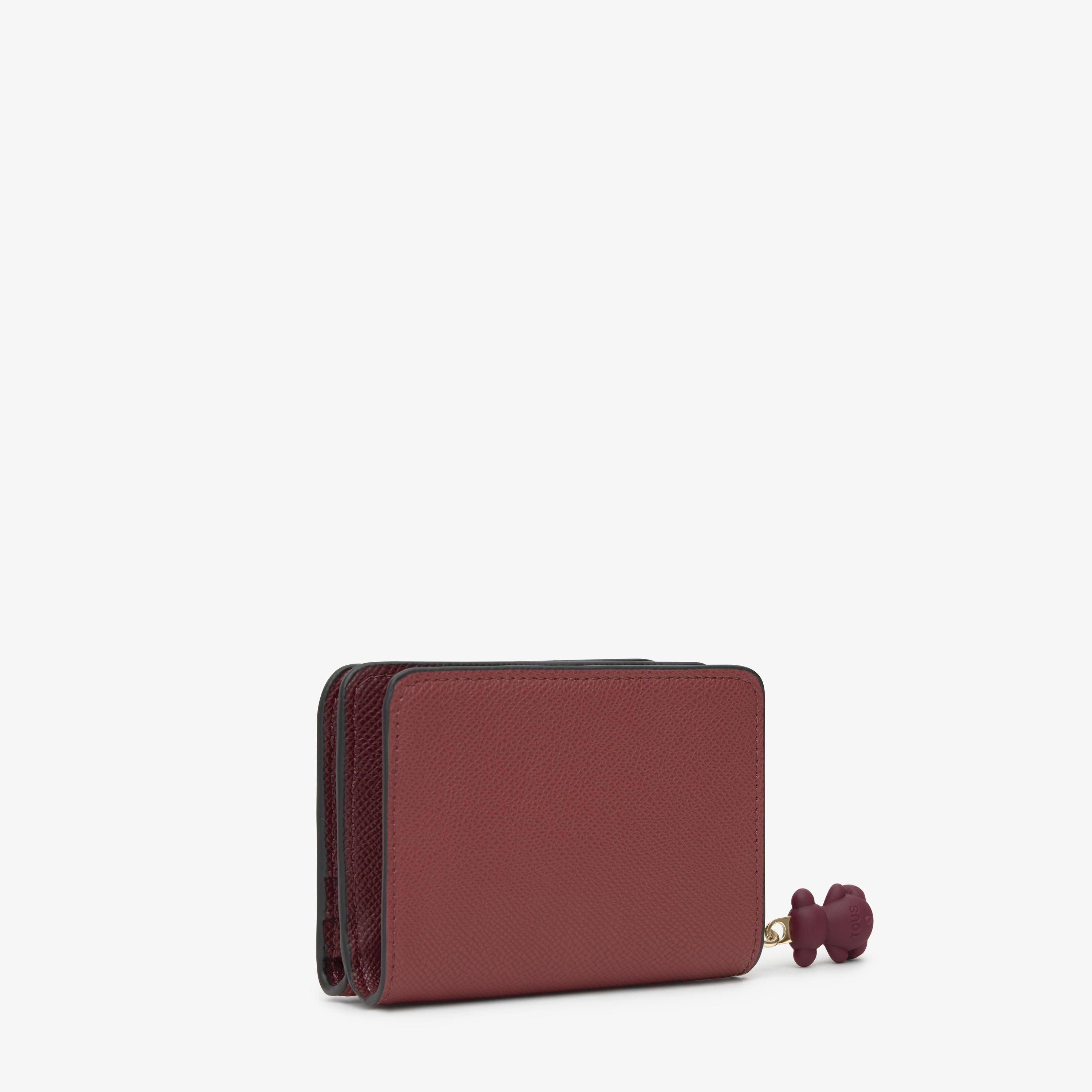 Cartera mediana burdeos TOUS Doble Audree Saffiano