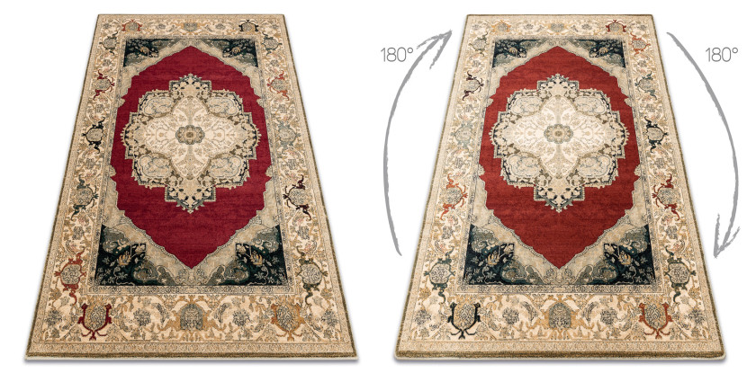 Dywan wełniany POLONIA Palazzo velvet rozeta czerwony 170x235 cm