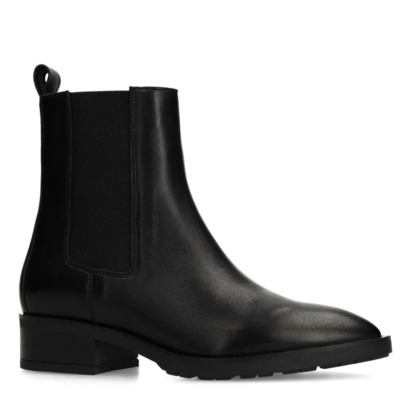 Manfield Zwarte leren chelsea boots