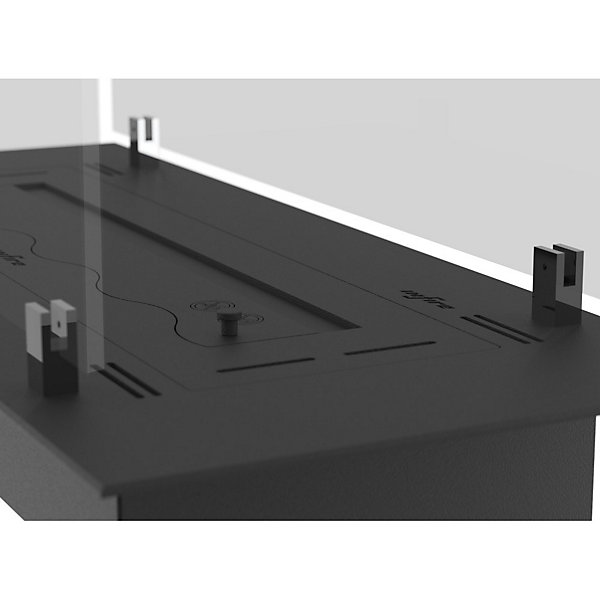Brûleur insert bioéthanol 60cm en inox noir, à encastrer ou à poser, 1 litre avec verres inclus