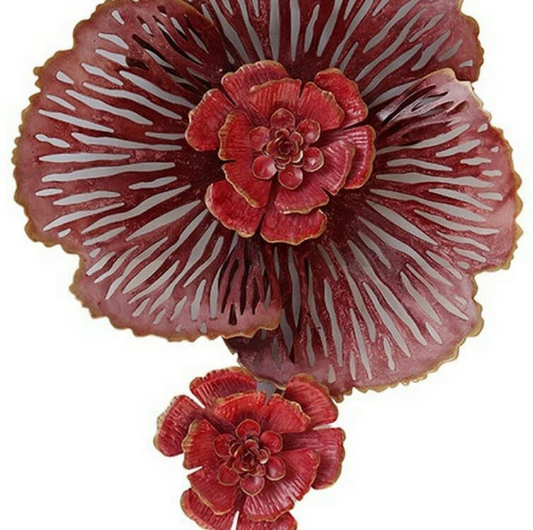 CASSIS - Décoration murale en métal fleur rouge 57x46x6