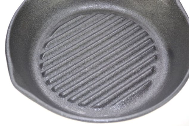 Cast Iron Ribbed Skillet Frying Pan W/ Handle 10cm - Grill Pan Griddle