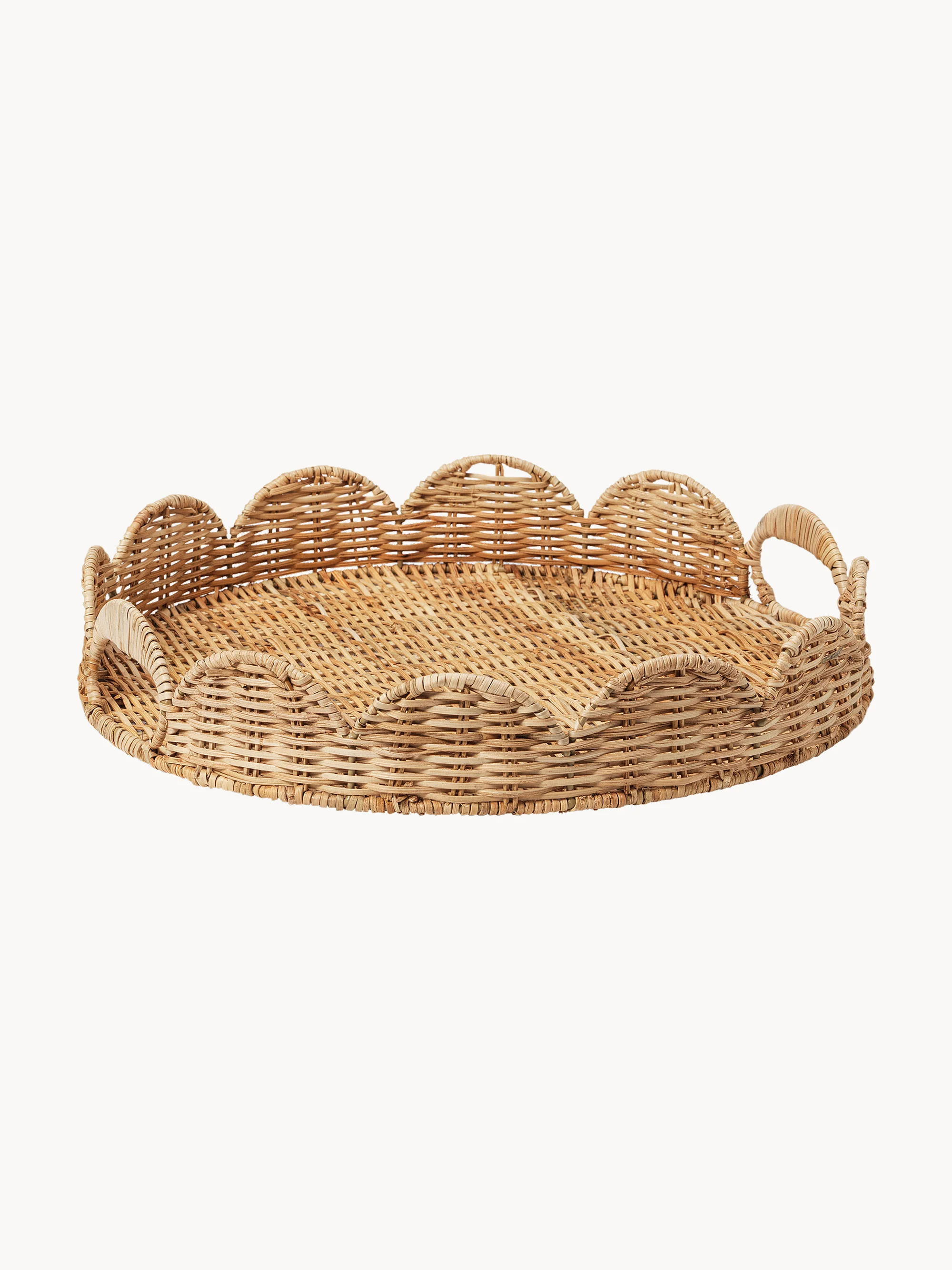 Handgefertigtes Deko-Tablett Round aus Rattan