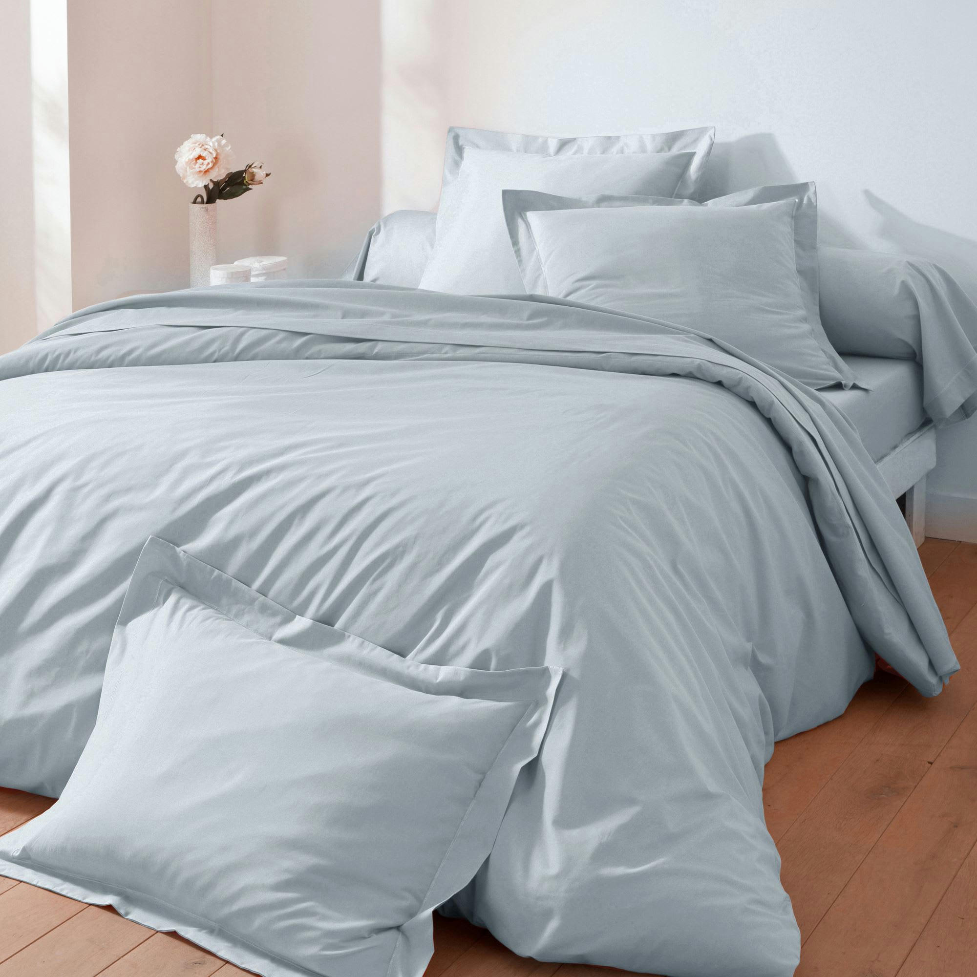 COTON UNI LAURÉAT - Housse de couette 200x200 gris perle en coton