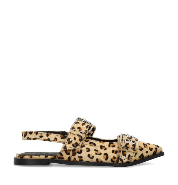Leopard buckle slingbacks