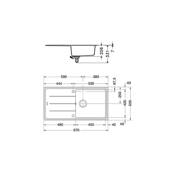 Evier Franke Basis Fragranit  BFG611-97 - Blanc Artic (Moucheté)