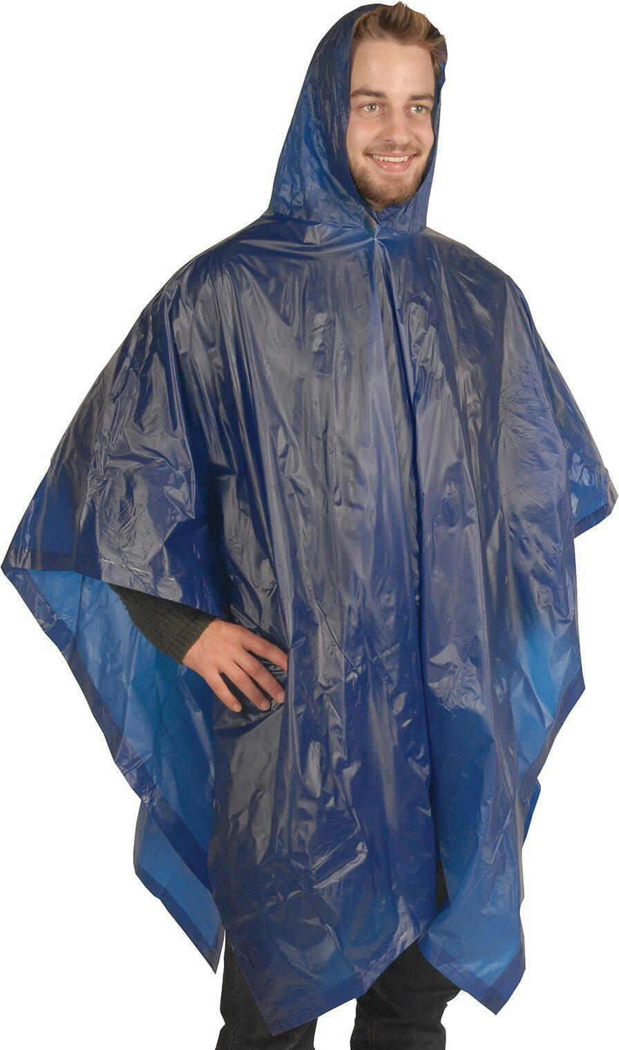 Adult Reversible Vinyl Poncho with Attached Hood for Camping/Fishing, One Size