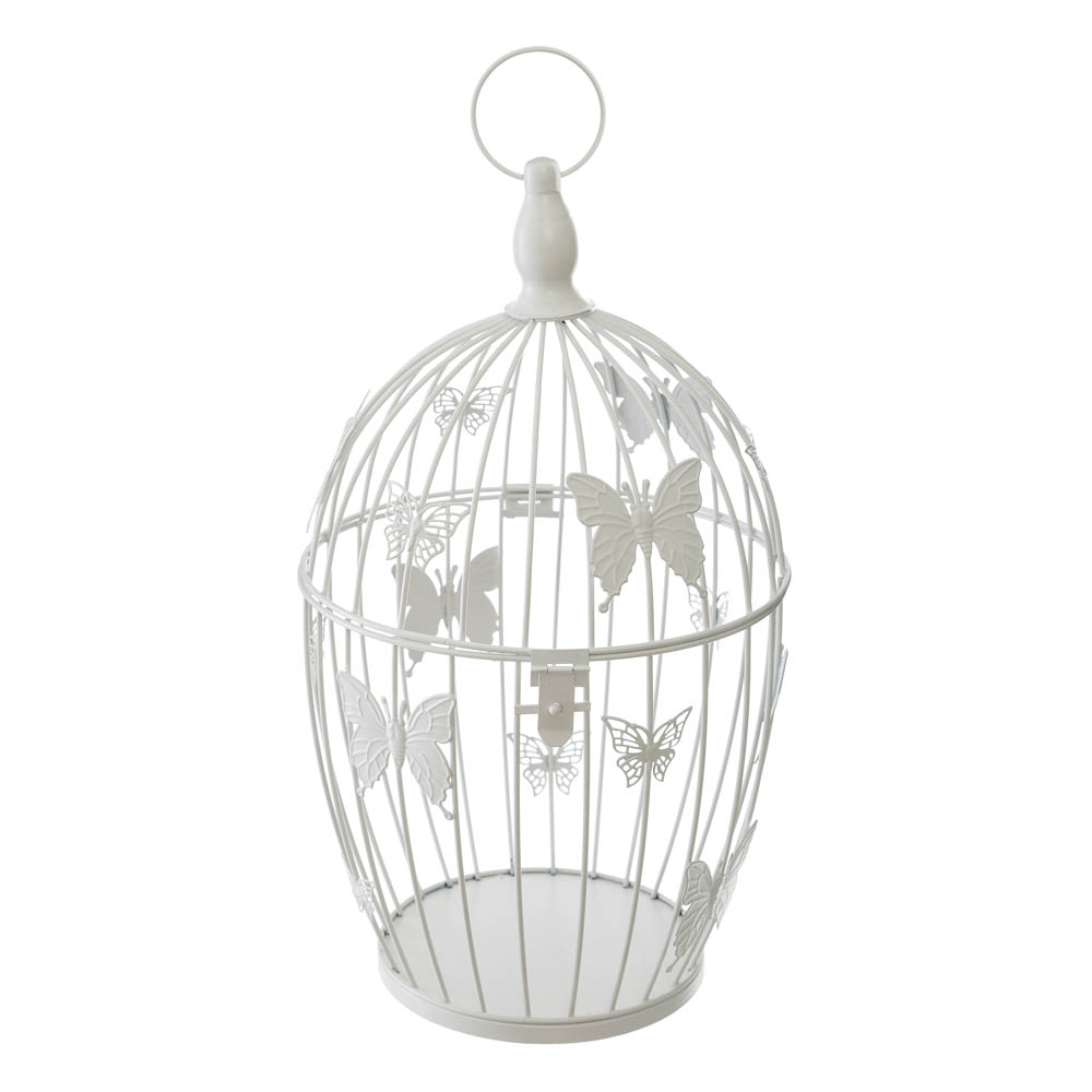 Gaiola branca em metal 39,5x24cm