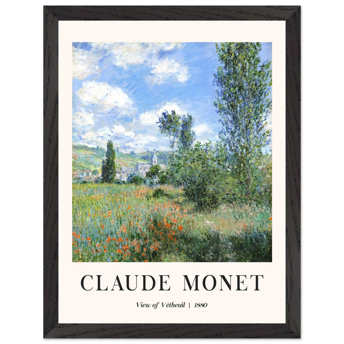 Artfulprints Poster met Lijst Claude Monet - View of Vétheuil II  - 30x40 cm - Groen