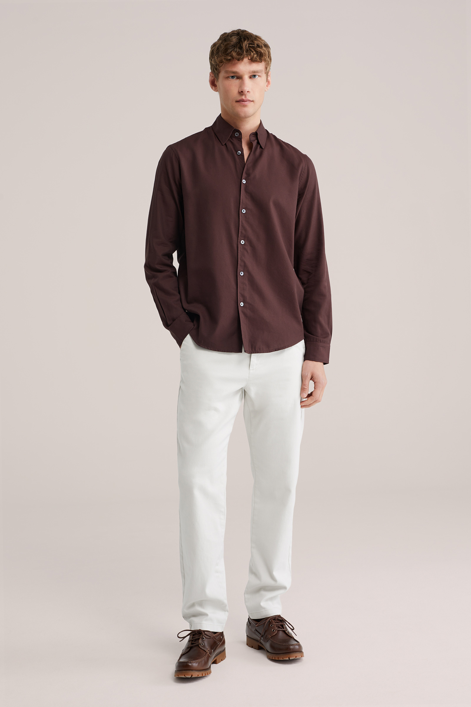 Heren regular fit overhemd van modalmix