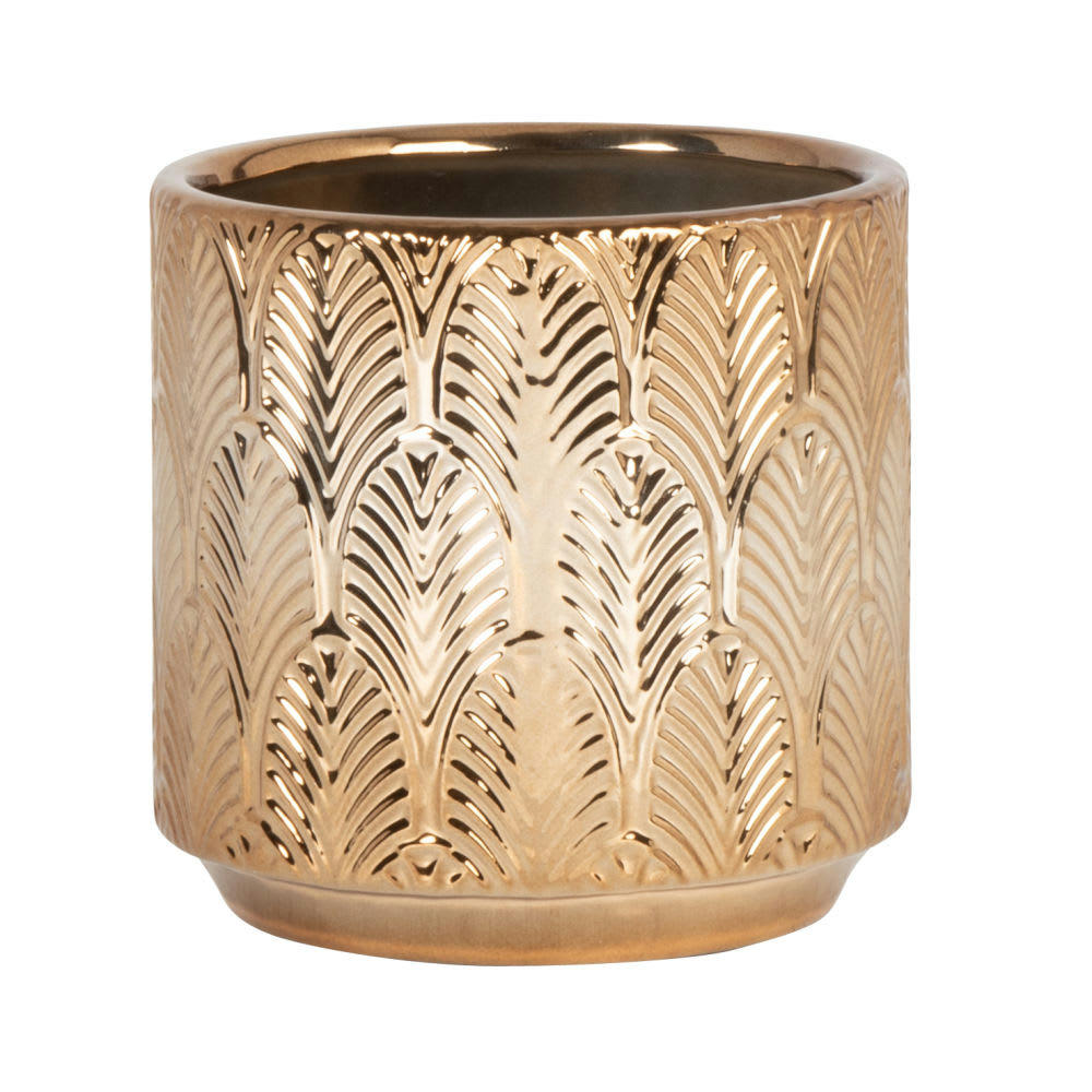 Aswan - Cache-pot en grès gravé doré