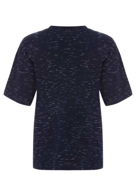 Older Boys Navy Space Dye Jersey Pyjama Top