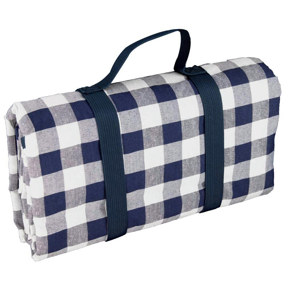 - Nappe XL pique-nique à revers imperméable bleu et blanc 280 x 140 cm