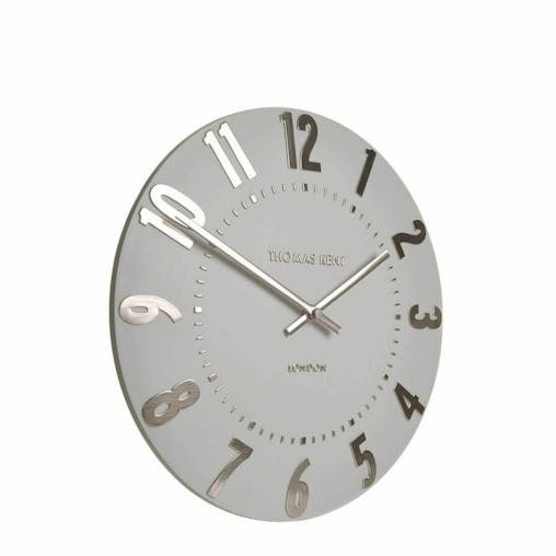 New Thomas Kent Mulberry Arabic Wall Clock 30Cm Silver Cloud Grey