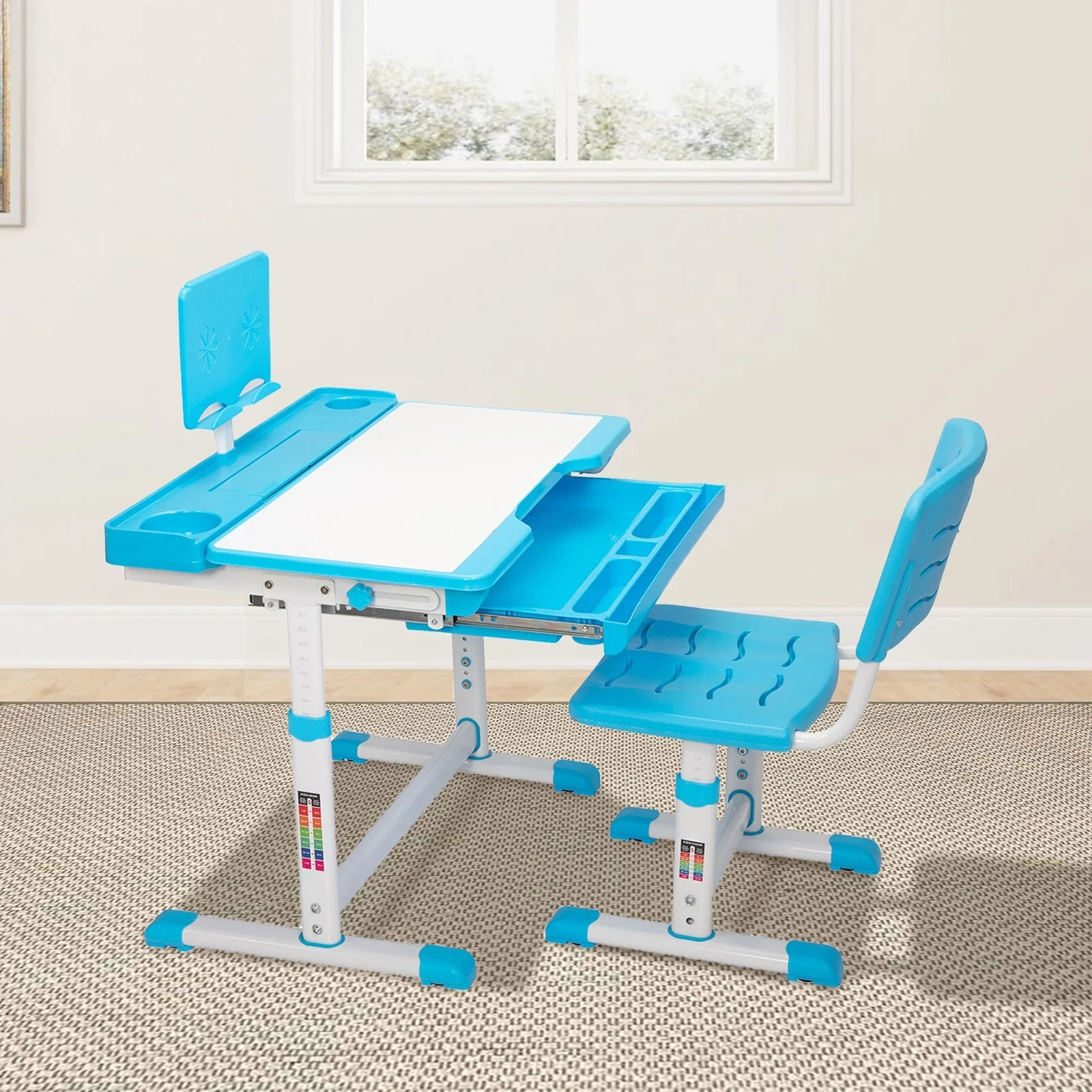 Children's Desk and Chair Set with Storage