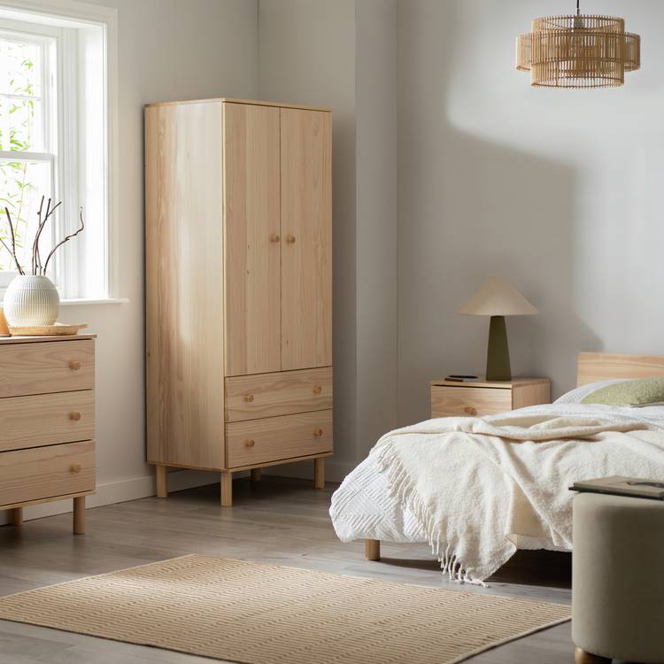 Habitat Akio 2 Door 2 Drawer Wardrobe - Pine