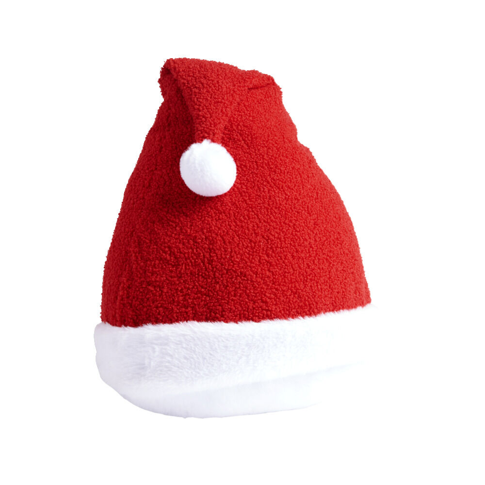 Coussin forme bonnet de No&euml;l rouge et blanc Ø30cm