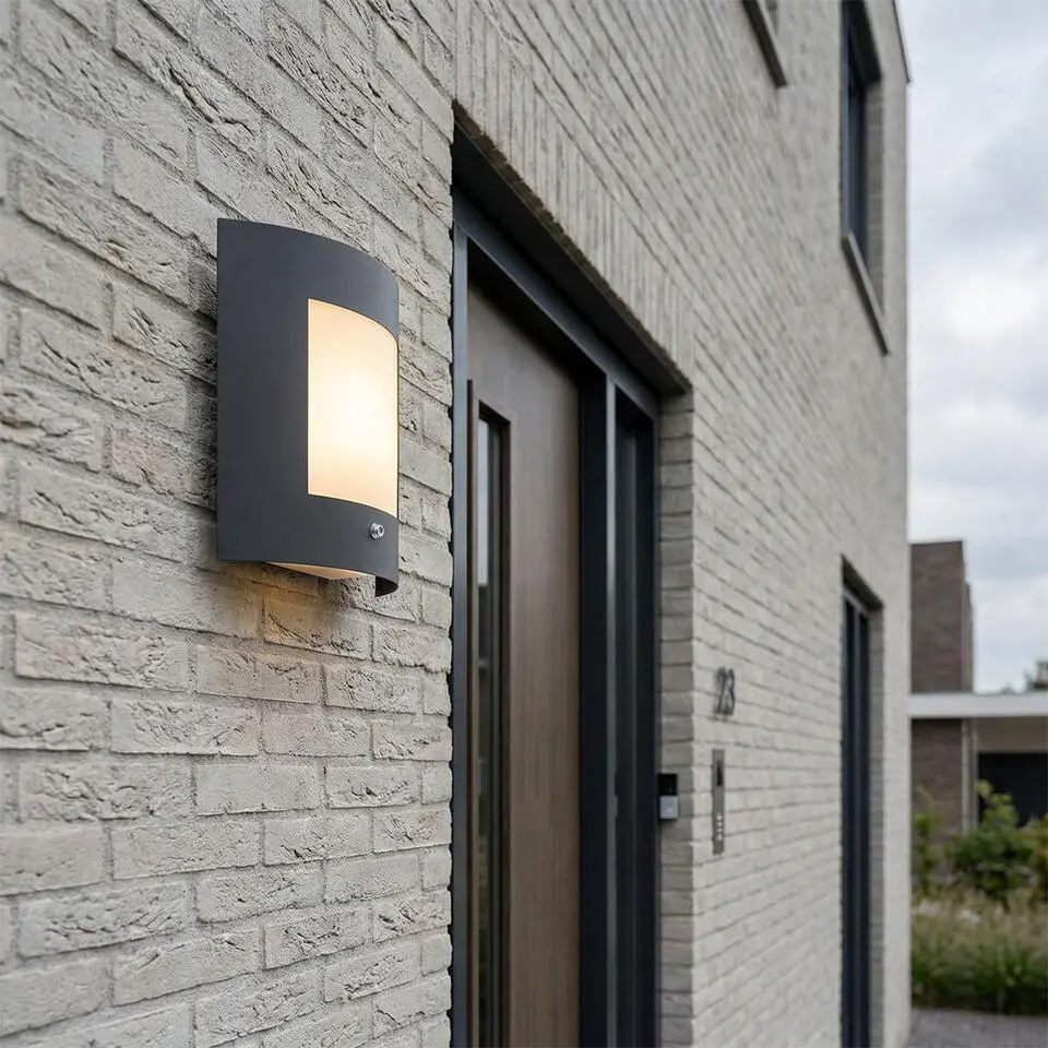 Qazqa wandlamp met daglichtsensor emmerald grijs e27