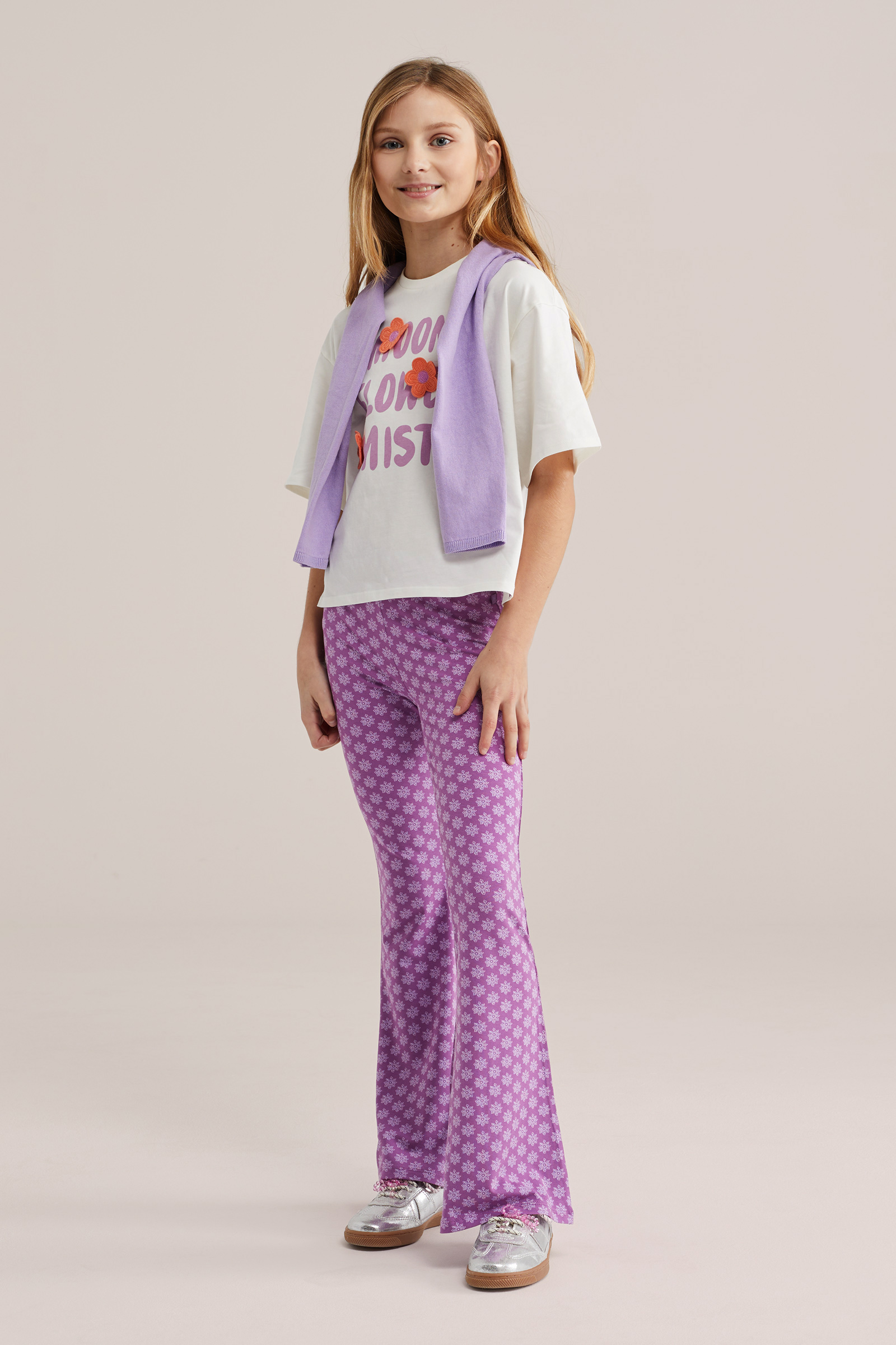 Meisjes flared legging met print