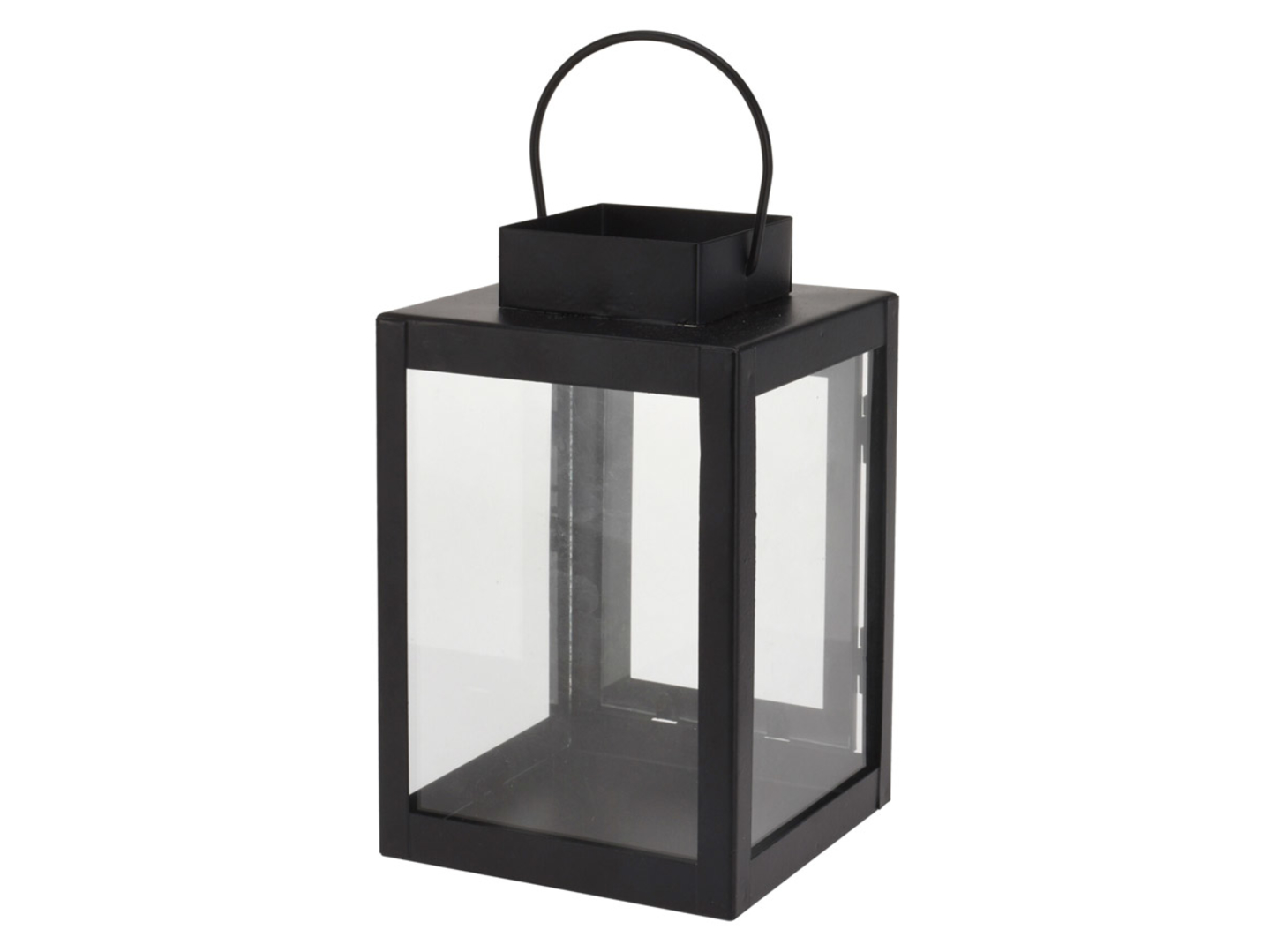 Latarenka metalowa ze szkłem 16 cm czarna
