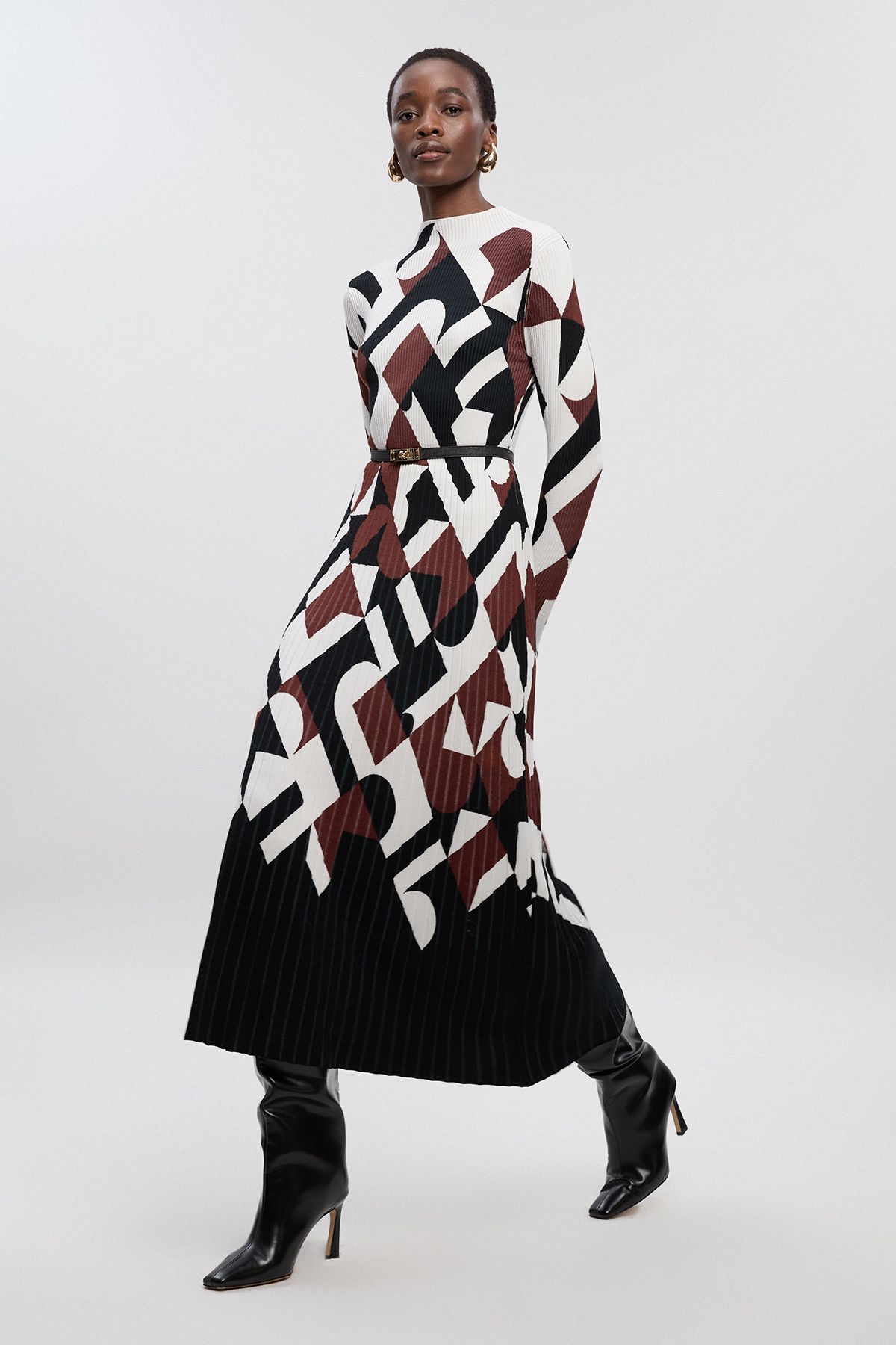 KarenMillen Petite Geo Jacquard Knit Maxi Dress