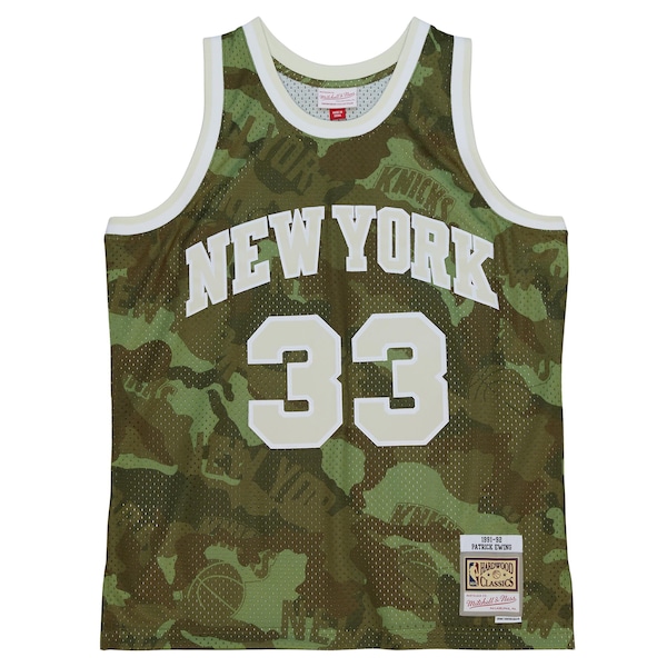 Patrick Ewing New York Knicks Hardwood Classics 1991/92 Ghost Green Swingman Jersey - Camo