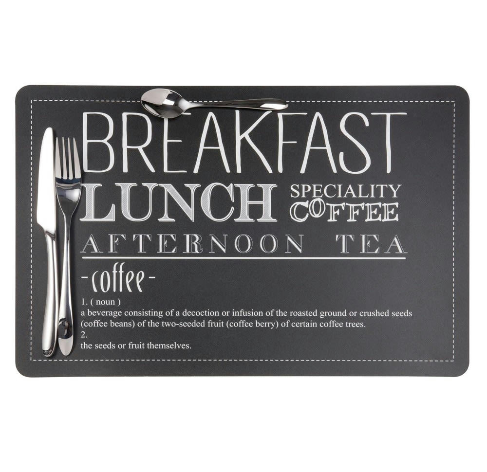BREAKFAST LUNCH - Set de table en plastique noir