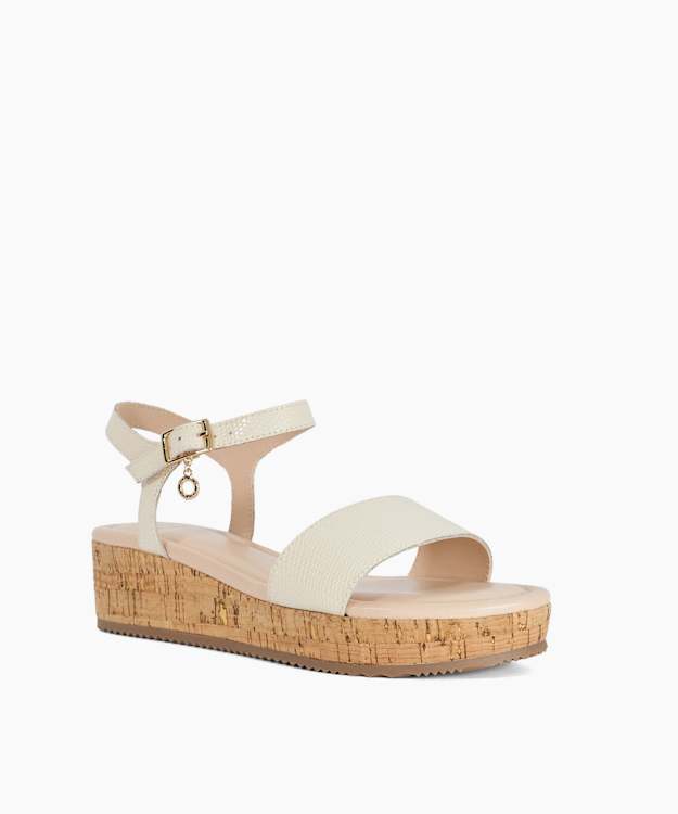 Liara Ecru - Cork Flatform Sandals