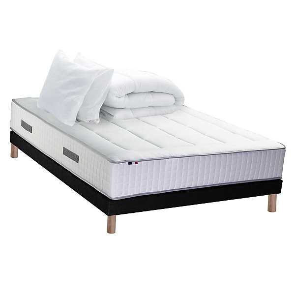 Pack ressort 7 zones mémoire forme sommier couette oreiller 160x200