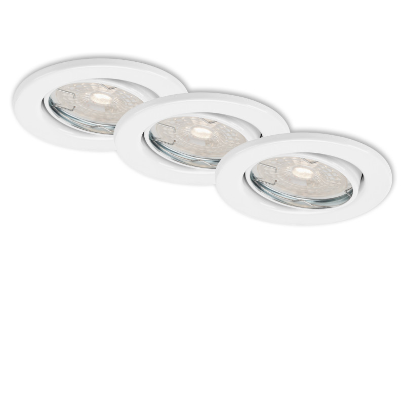 Spot encastrable LED blanc GU10 blanc chaud dimmable IP23 460 lm 5,5 W 3 pièces BRILONER