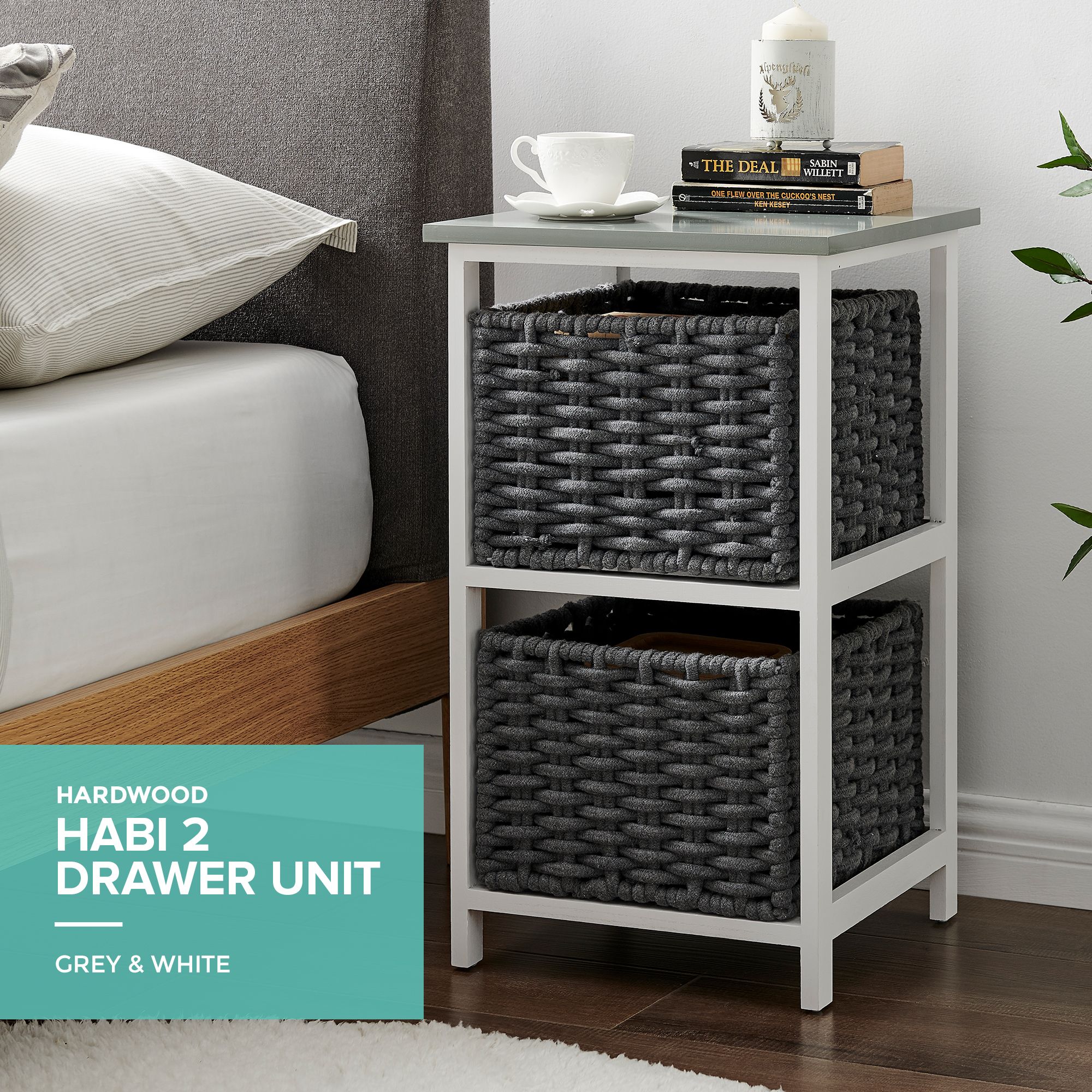 LIVIVO Habi' Scandi Style Bedside Storage Cabinet