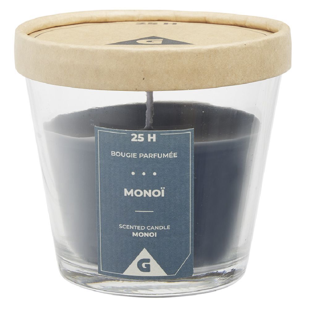 Bougie dans verre senteur monoï fleur de tiaré h.8,3 cm