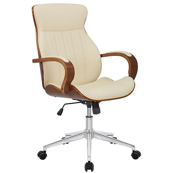 Fauteuil de bureau CLP Melilla similicuir coque bois noir