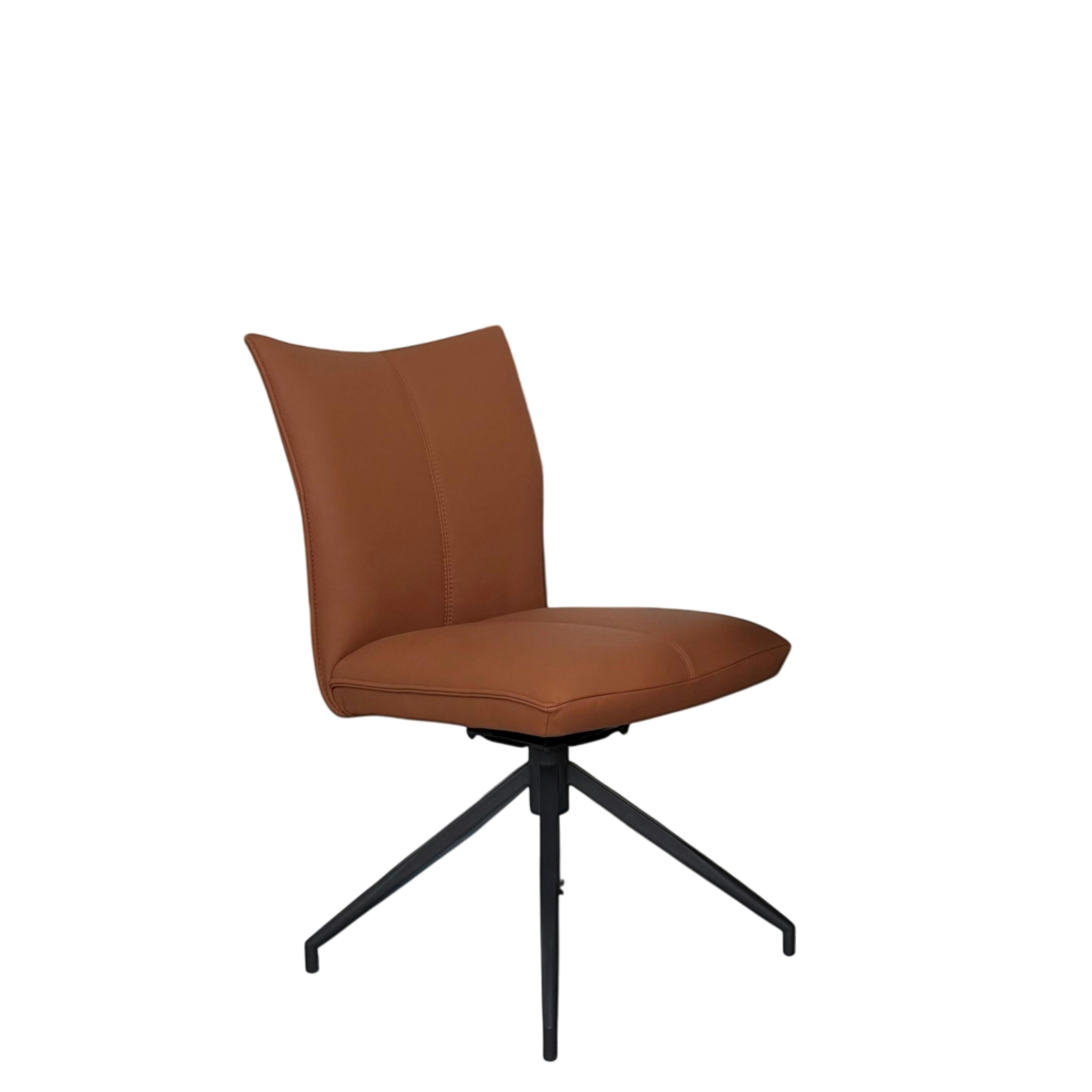 Chaise pivotante en cuir cognac (lot de 2) LOMBARDIE