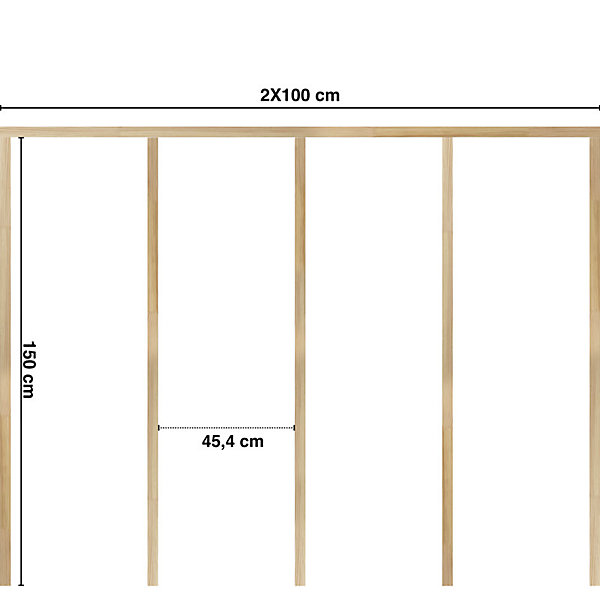 Kit de moulures murales en bois à 5 tasseaux de 150 cm - Prêt à coller et peindre - Gabrielle - 2 mètres