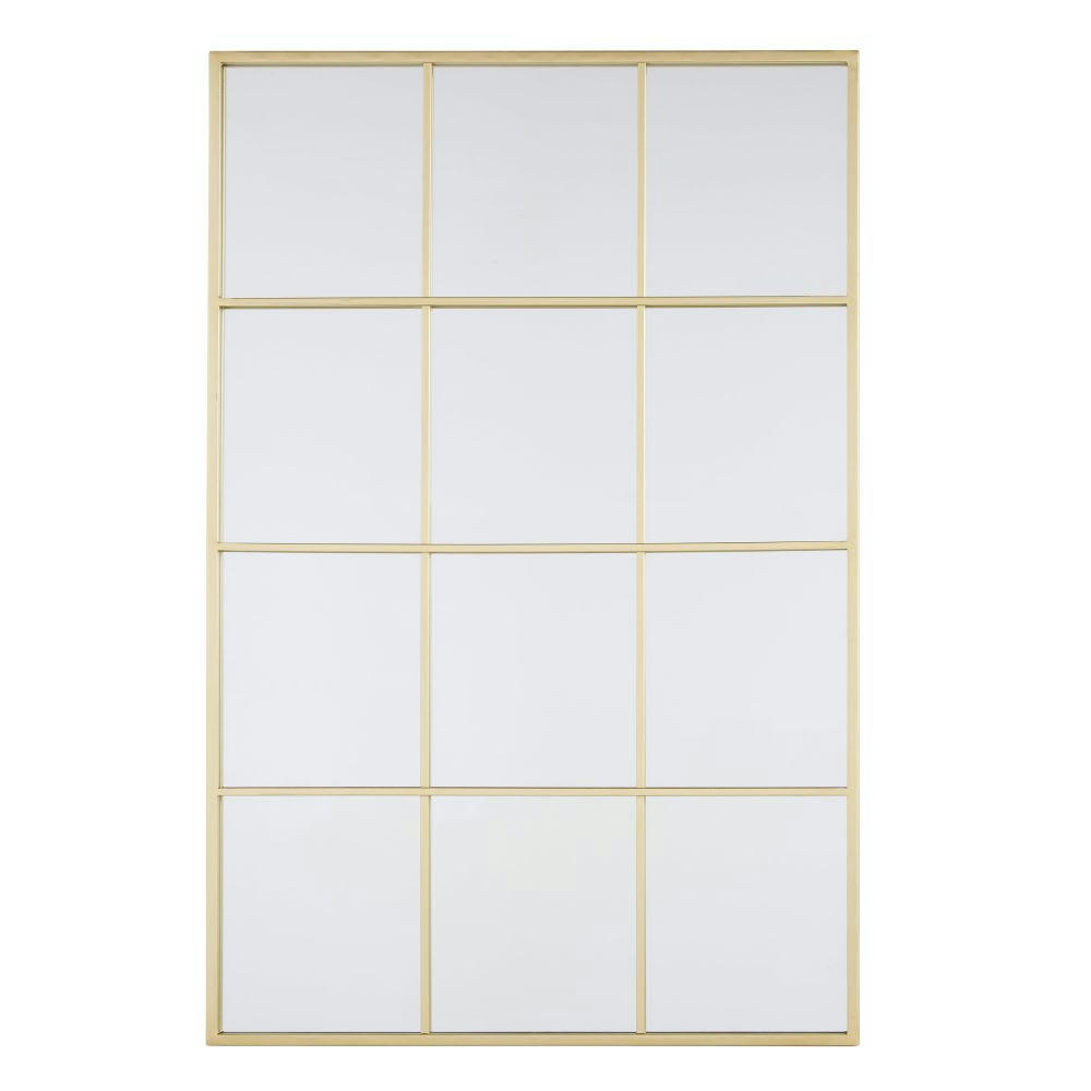 DORIS - Miroir fenêtre rectangulaire en métal doré 80x120