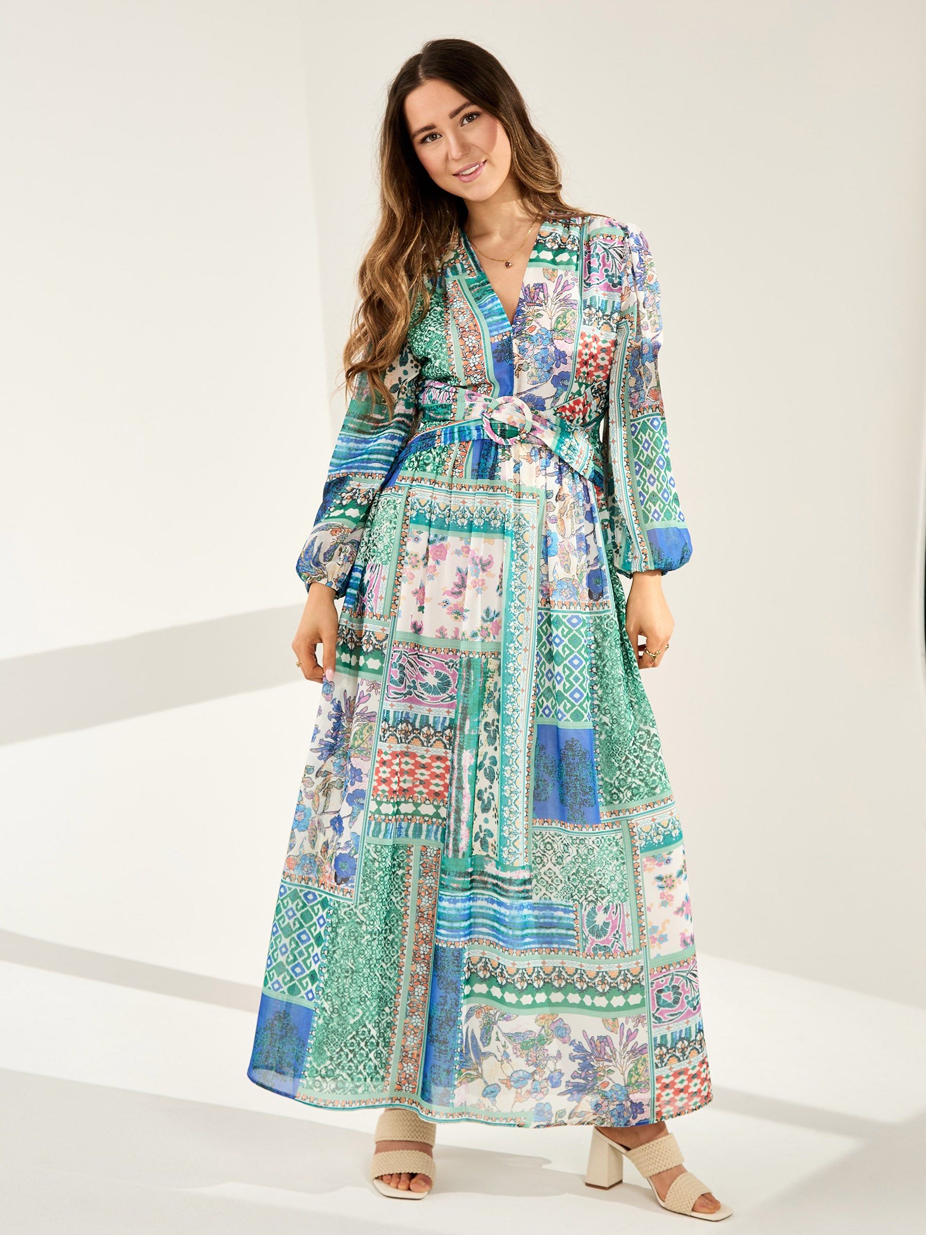 GWD by GEORGE W. DAVIES GWD Tinsley Patchwork Print Maxi Dress
