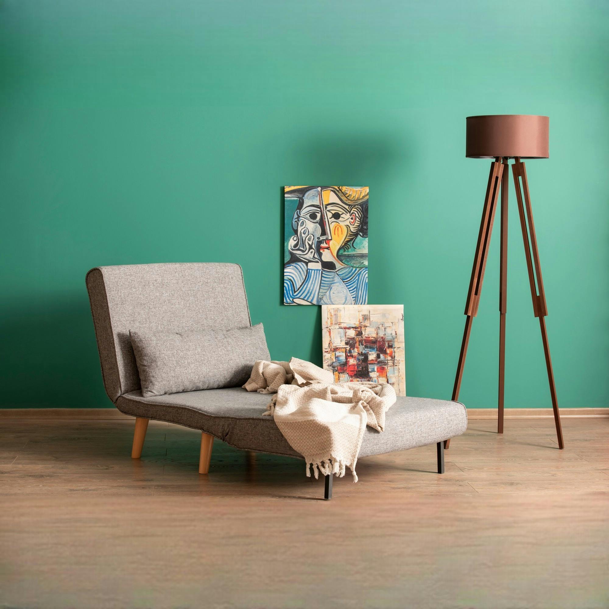 Fauteuil convertible gris clair chiné, couchage 180 cm COPALA