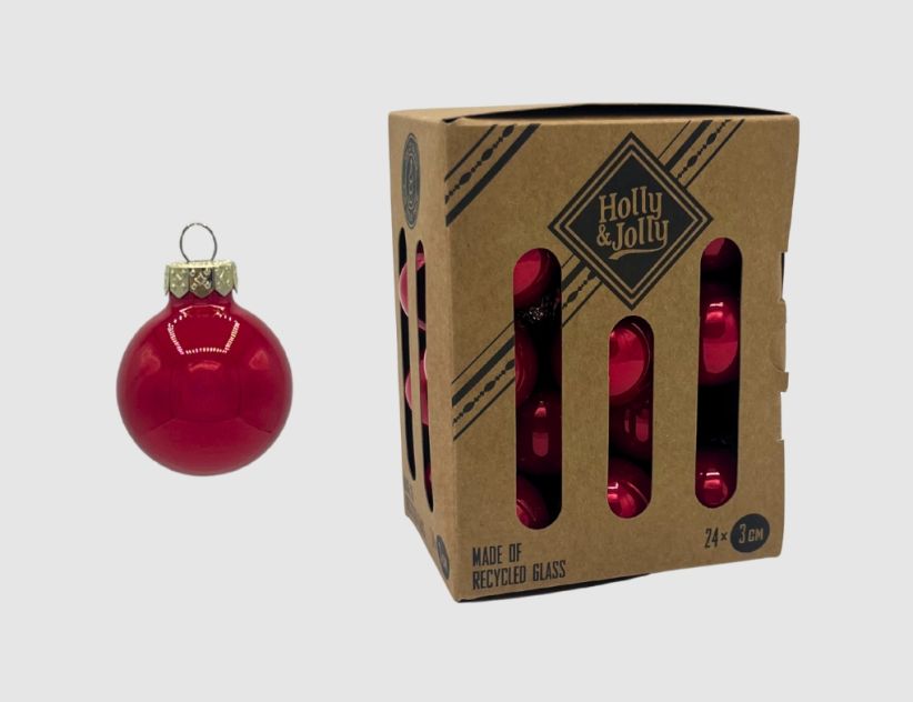 Weihnachtskugeln Modern Red Glas Ø3cm