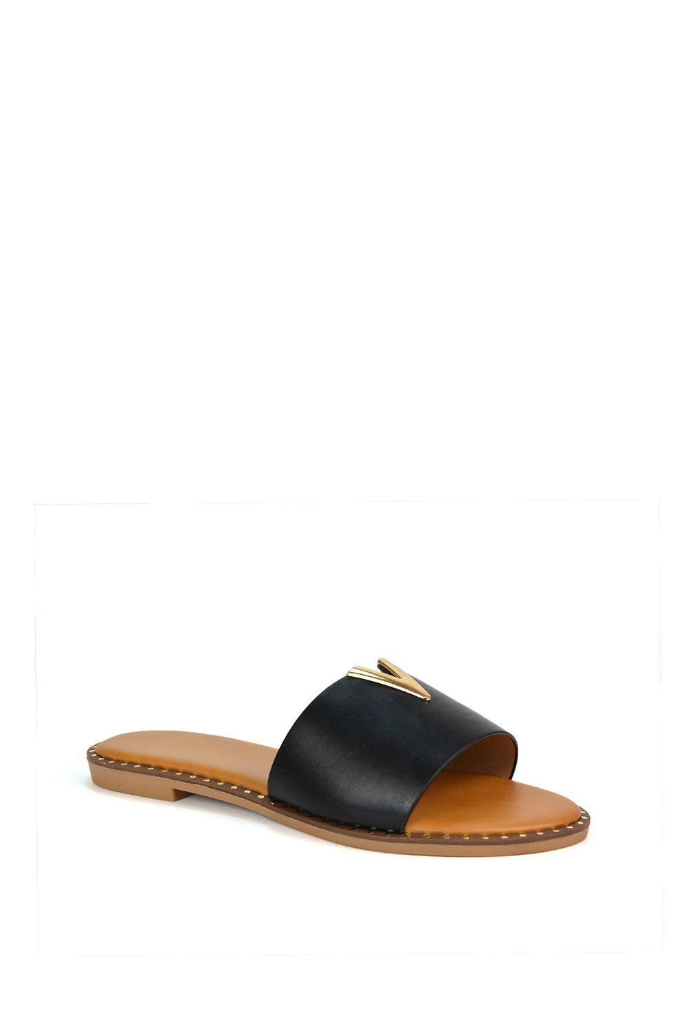 XY London Rorie' Slip On Cut Out Flat Sandal Sliders