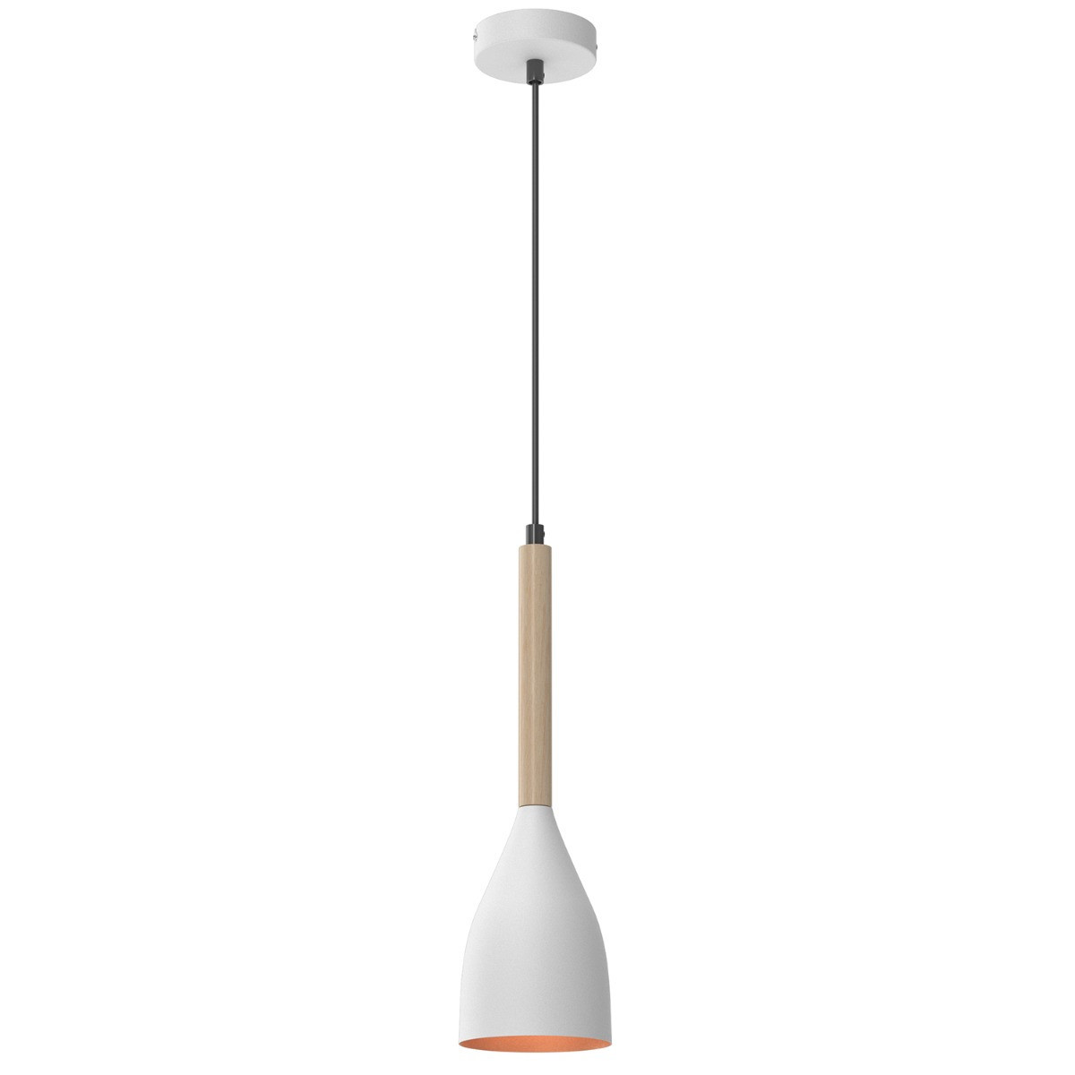 Lampa wisząca biały matowa-jasne drewno-złota Muza 1xE27x15W Luminex