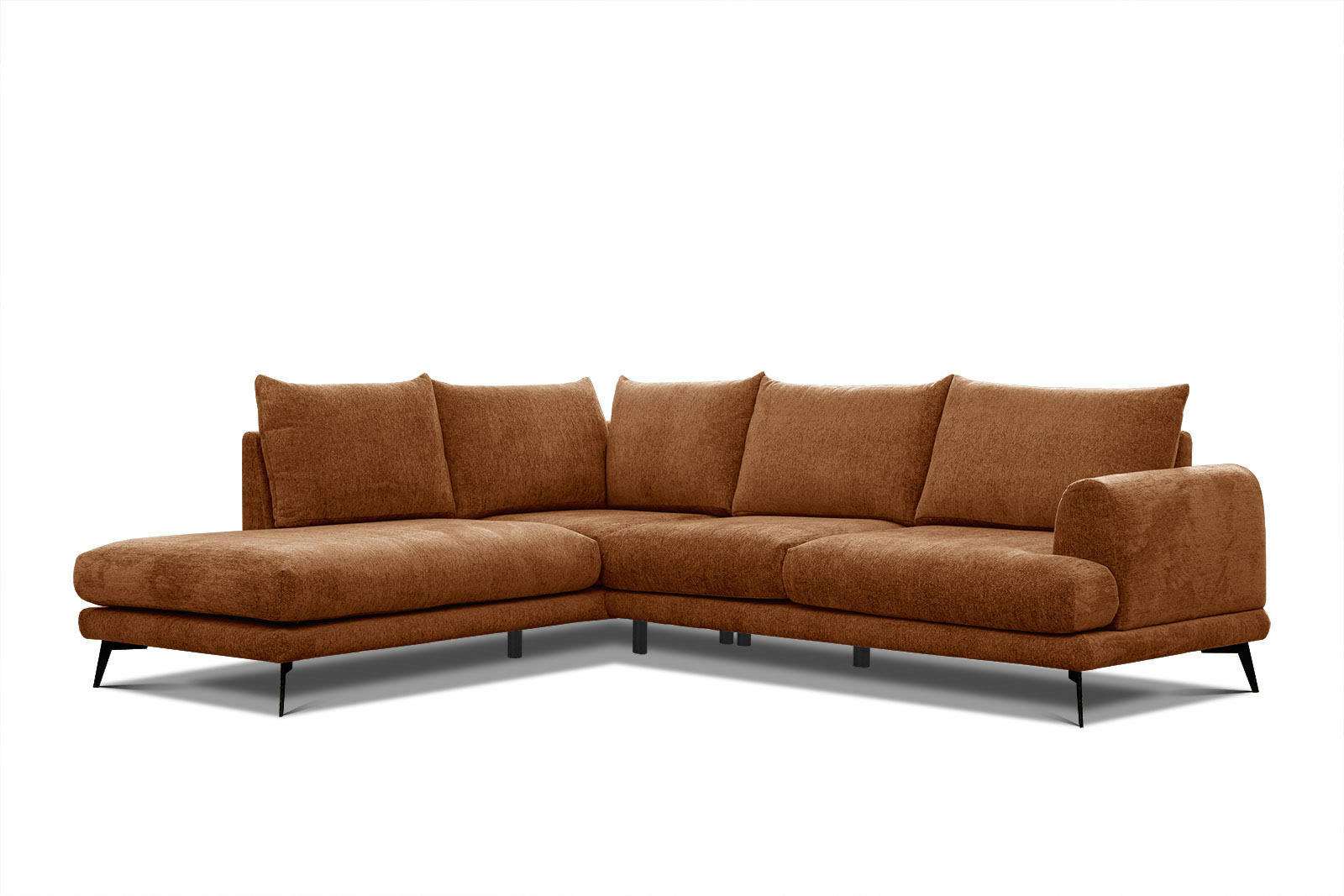 ADRIA - Canapé d'angle gauche 5 places tissu brique