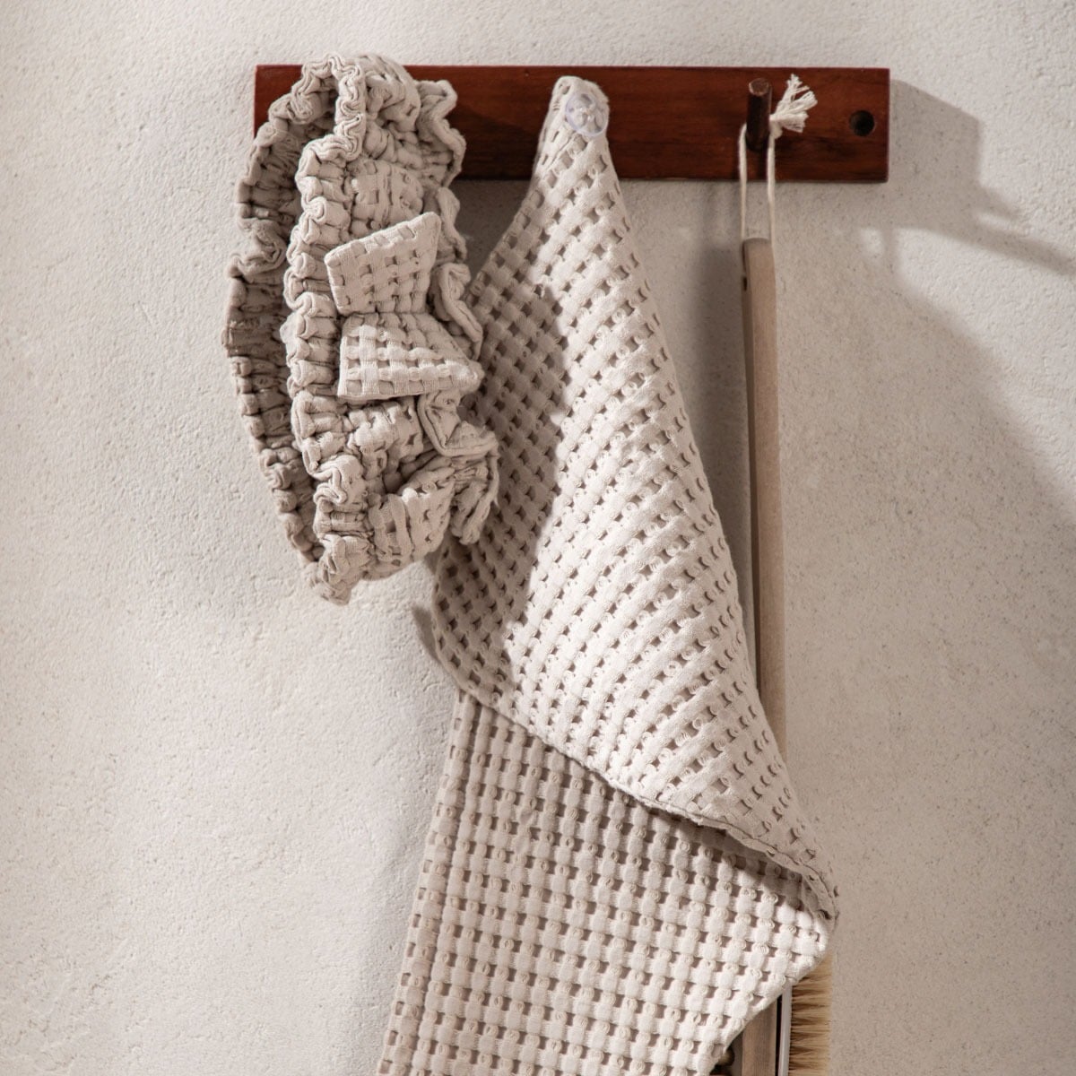 Zestaw opaska i turban VAFFEL beżowe 10x23 cm